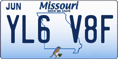 MO license plate YL6V8F