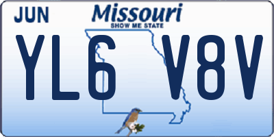 MO license plate YL6V8V