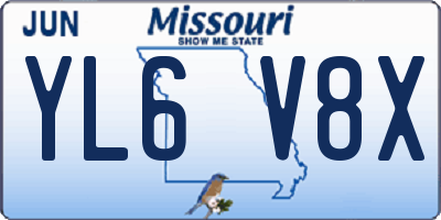 MO license plate YL6V8X