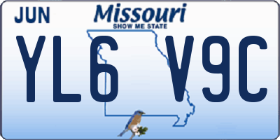 MO license plate YL6V9C