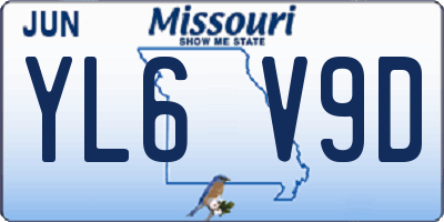 MO license plate YL6V9D
