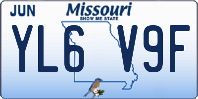MO license plate YL6V9F
