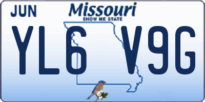 MO license plate YL6V9G