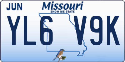 MO license plate YL6V9K