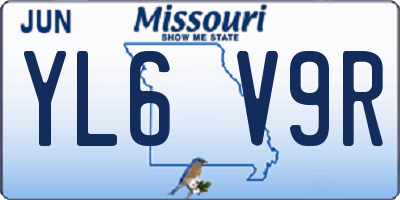 MO license plate YL6V9R