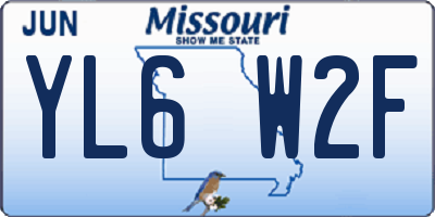 MO license plate YL6W2F