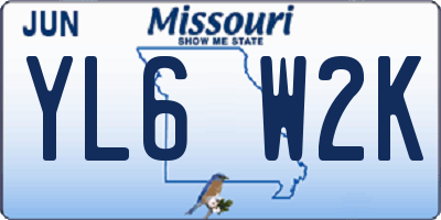 MO license plate YL6W2K