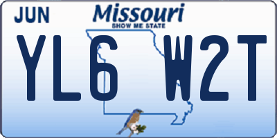MO license plate YL6W2T