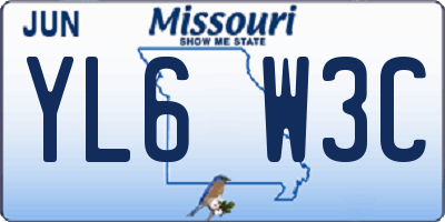 MO license plate YL6W3C