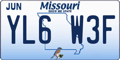 MO license plate YL6W3F