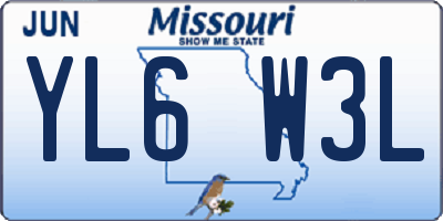 MO license plate YL6W3L