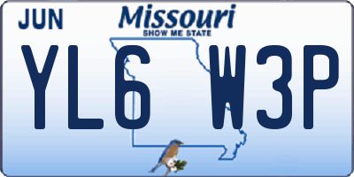 MO license plate YL6W3P