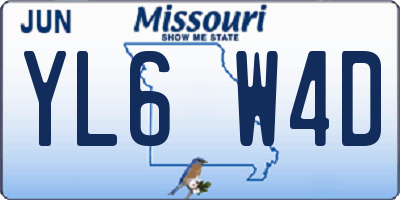 MO license plate YL6W4D