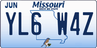 MO license plate YL6W4Z