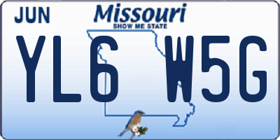 MO license plate YL6W5G