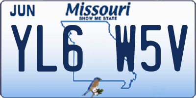 MO license plate YL6W5V