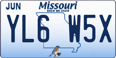 MO license plate YL6W5X