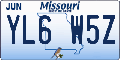 MO license plate YL6W5Z
