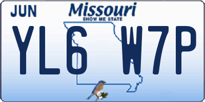 MO license plate YL6W7P