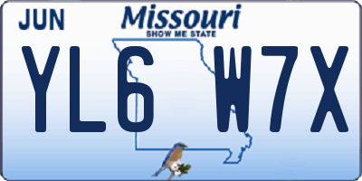 MO license plate YL6W7X