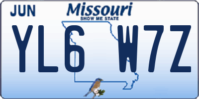 MO license plate YL6W7Z
