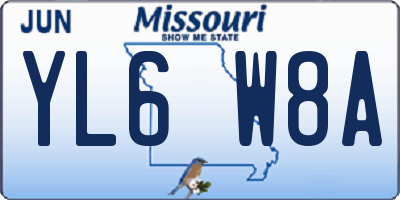 MO license plate YL6W8A