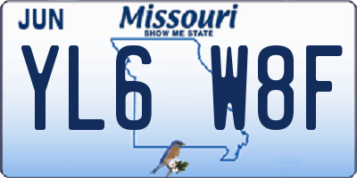 MO license plate YL6W8F