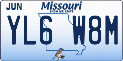MO license plate YL6W8M