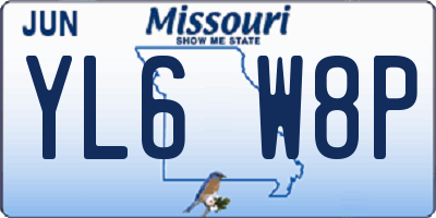 MO license plate YL6W8P