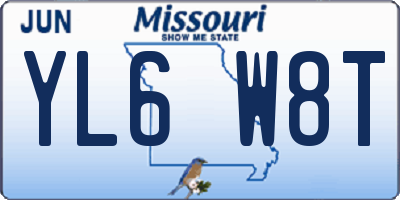 MO license plate YL6W8T