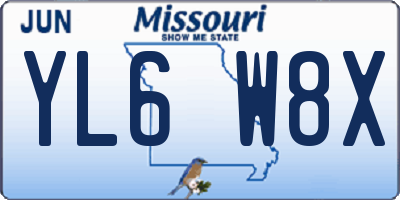 MO license plate YL6W8X