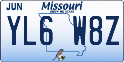 MO license plate YL6W8Z