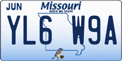 MO license plate YL6W9A