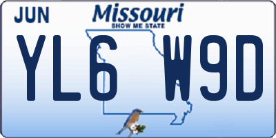 MO license plate YL6W9D