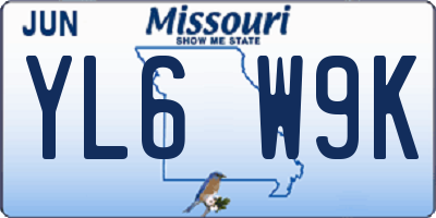 MO license plate YL6W9K