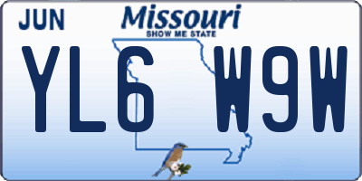 MO license plate YL6W9W
