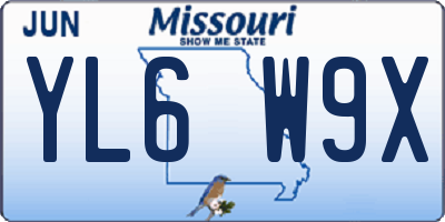 MO license plate YL6W9X