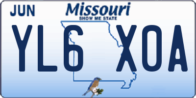 MO license plate YL6X0A