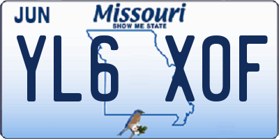 MO license plate YL6X0F