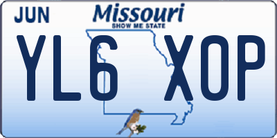 MO license plate YL6X0P