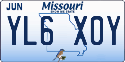 MO license plate YL6X0Y