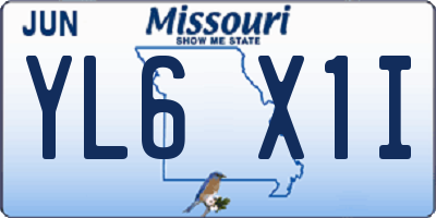 MO license plate YL6X1I