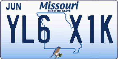 MO license plate YL6X1K