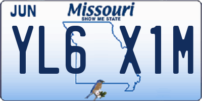MO license plate YL6X1M