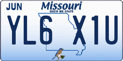 MO license plate YL6X1U