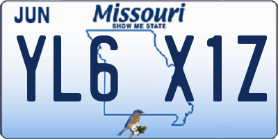 MO license plate YL6X1Z