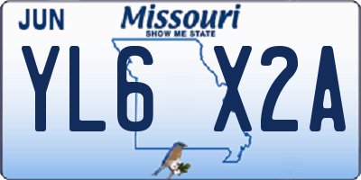 MO license plate YL6X2A