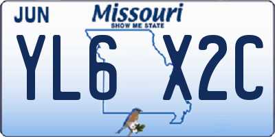MO license plate YL6X2C