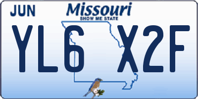 MO license plate YL6X2F