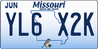MO license plate YL6X2K